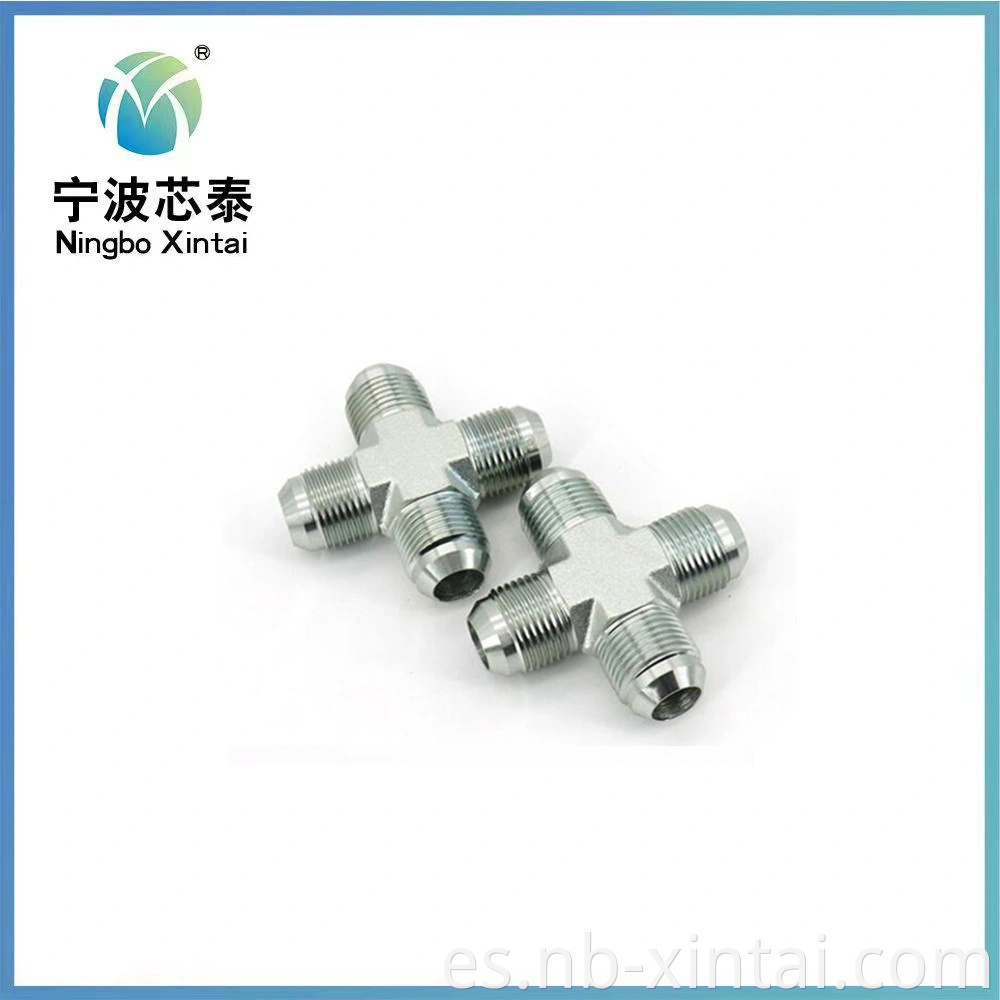 China OEM ODM Proveedor Carton Steel XJ Conectores de tubería de manguera de unión JIC Todos los tamaños accesorios hidráulicos cruzados